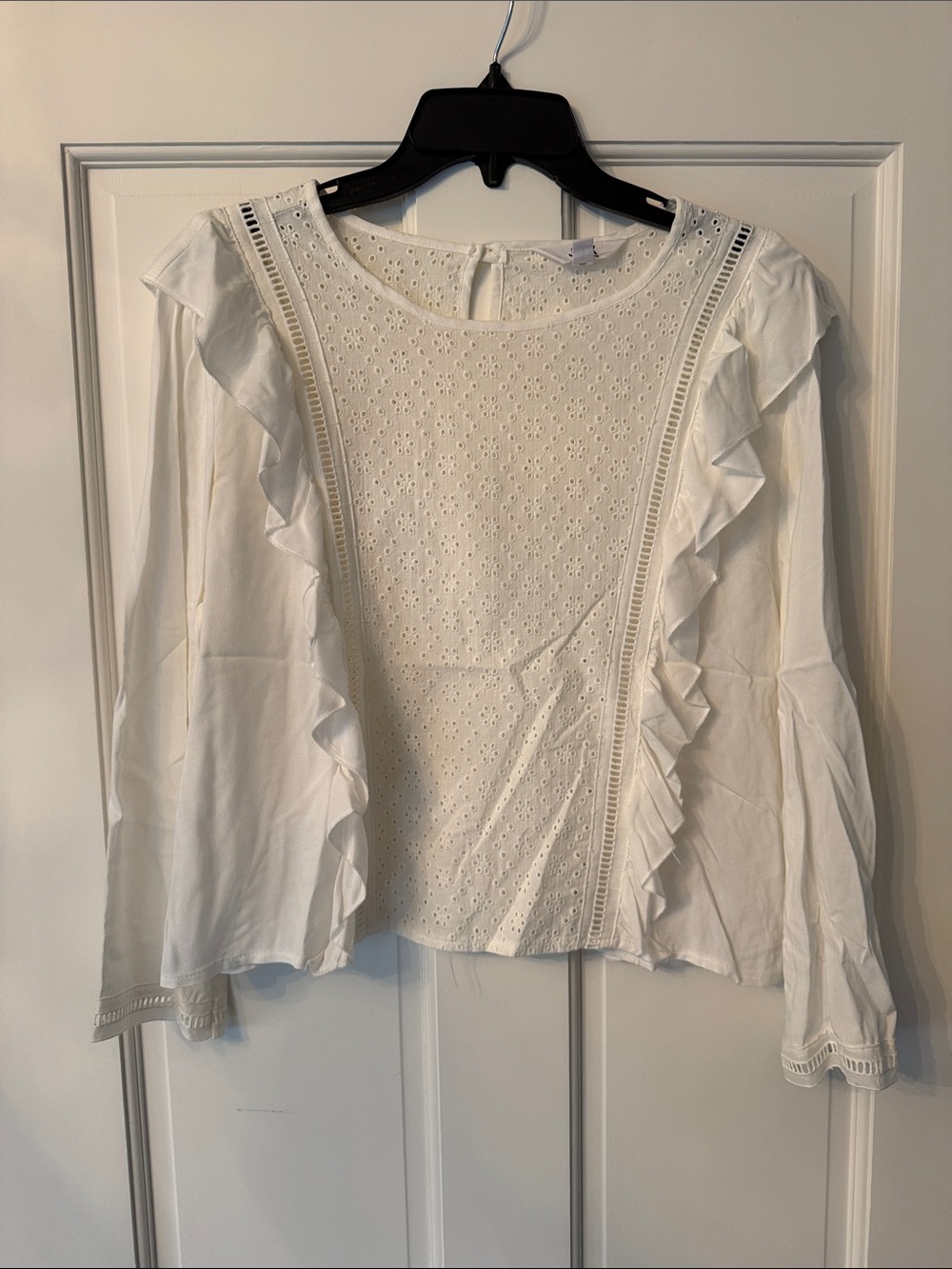 Jack by BB Dakota White Eyelet Ruffle Blouse